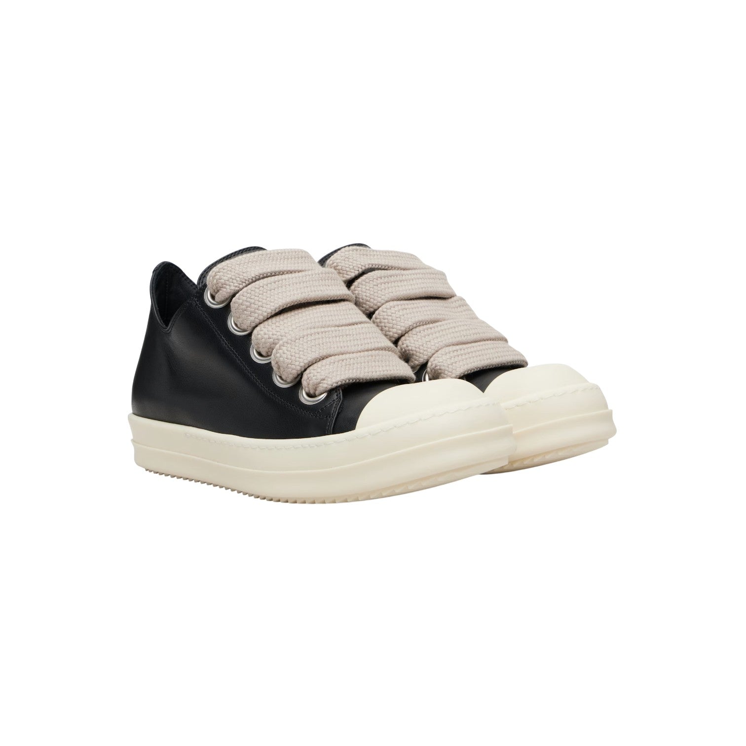 Rick Owens 'Mainline' Jumbo Lace Low Black & Milk Sneakers