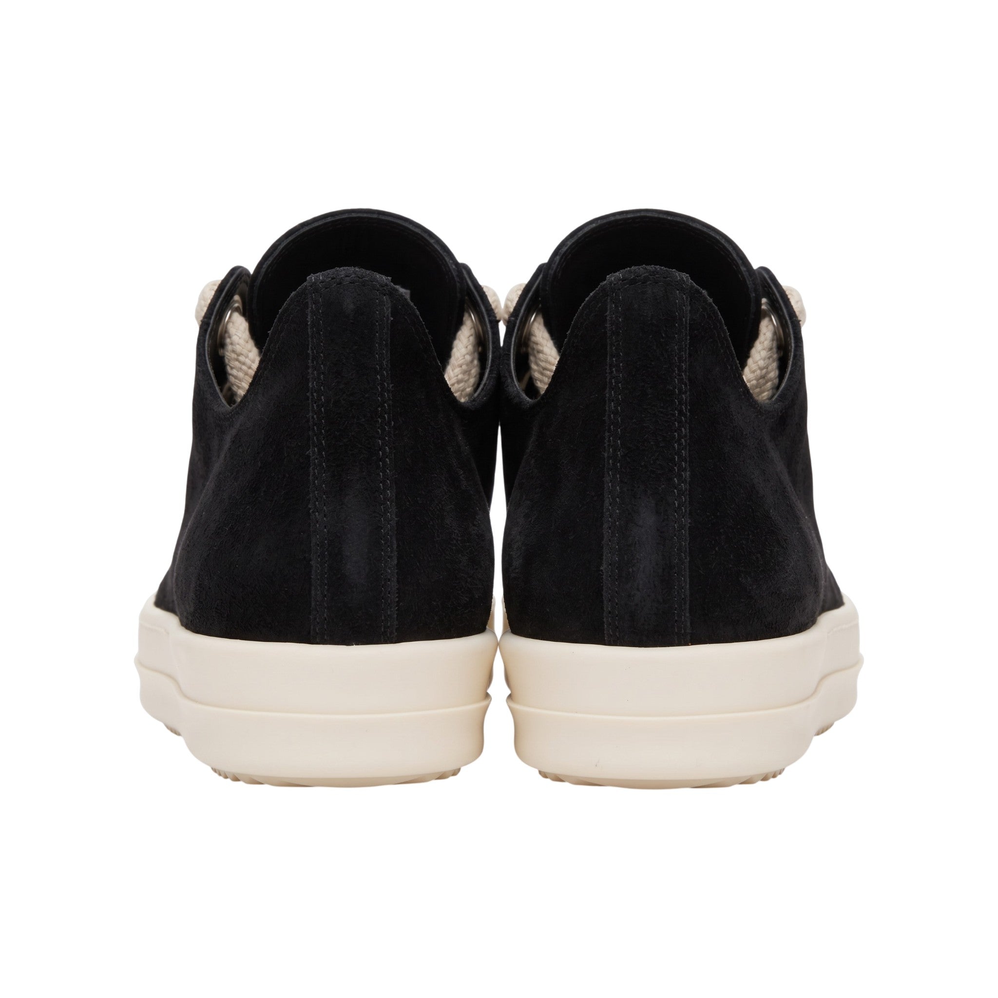 Rick Owens 'Mainline' Jumbo Lace Low Black & Milk Suede Sneakers