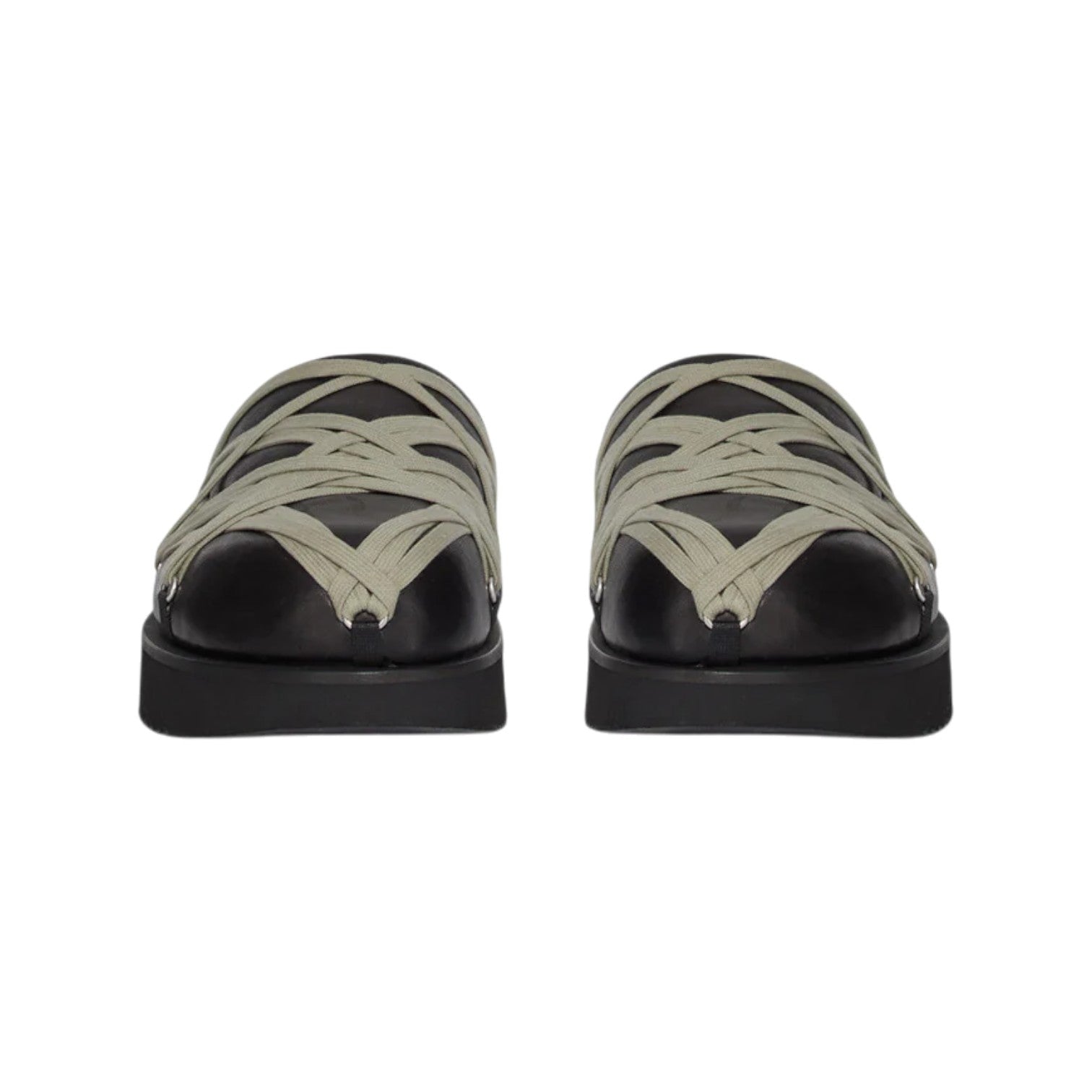 Rick Owens 'Mainline' Padded Megalace Platform Black & Pearl Slides