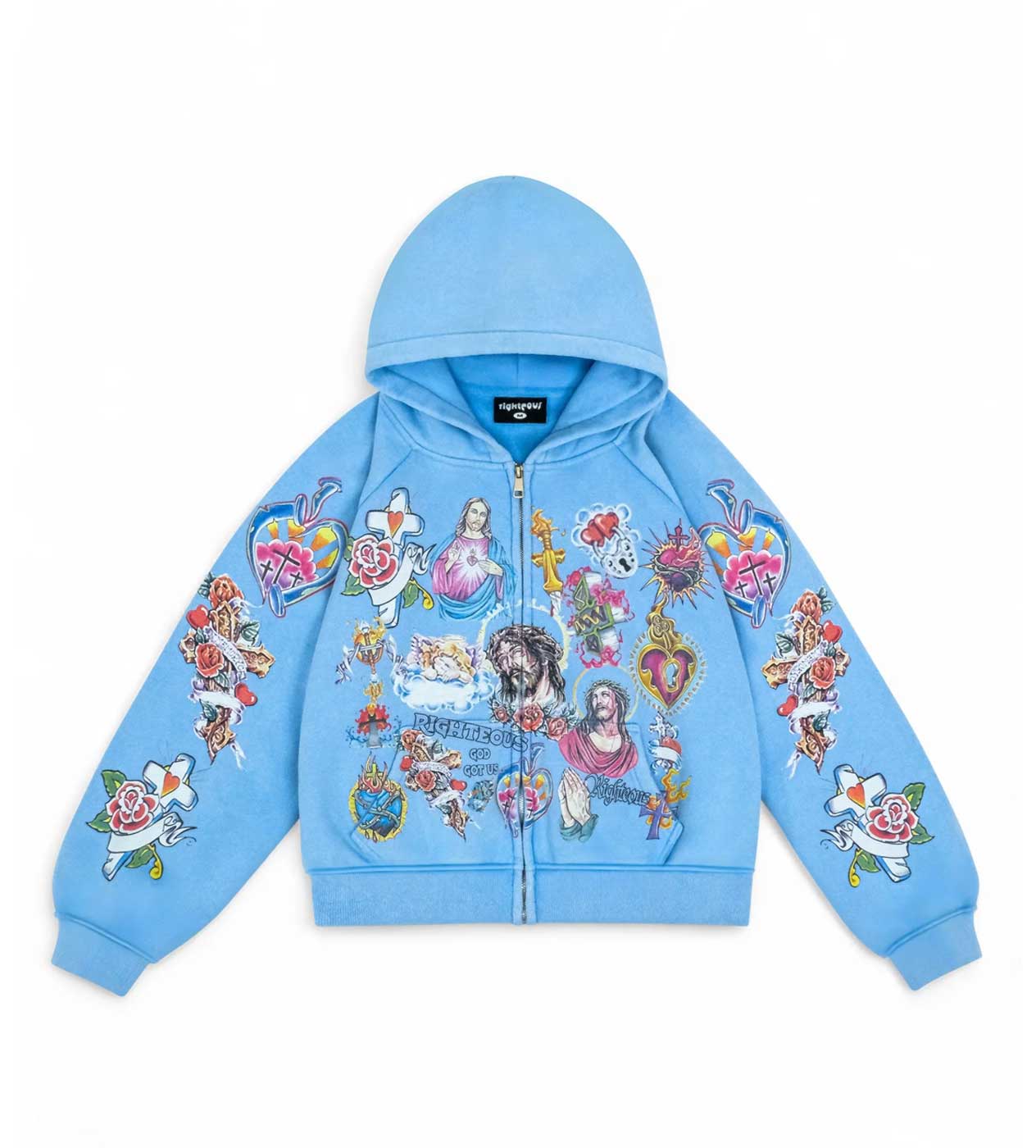 We Are Righteous 'Risen King' Baby Blue Zip Up Hoodie
