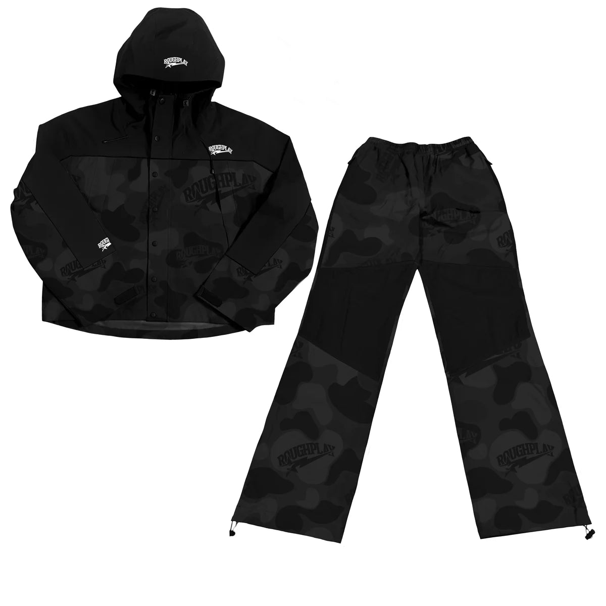 Rough Play Water Resistance Black Camo Sweatsuit