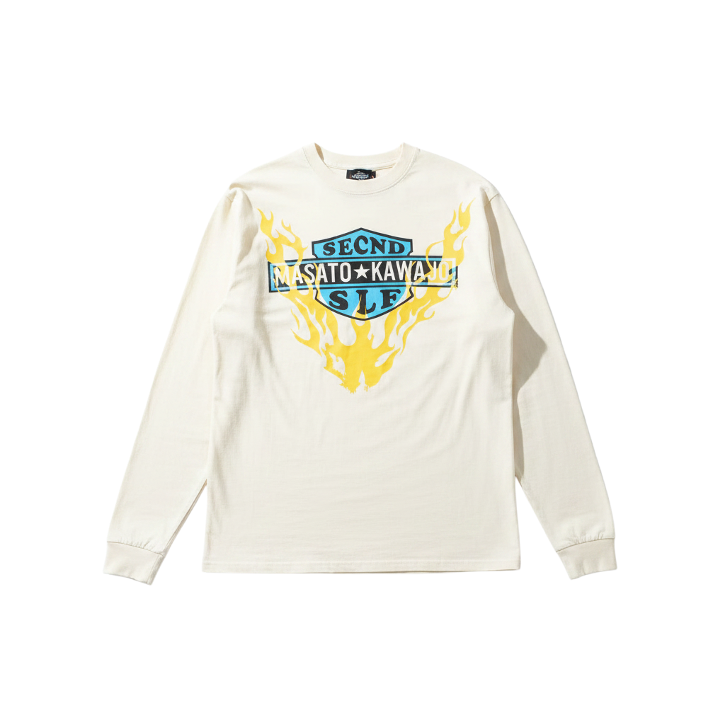 SeCND SLF x Masato Kawajo 'Firestorm' Vintage Yellow LS Tee