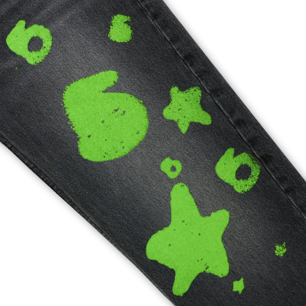 SP5DER 'Beluga Stamp' Black & Green Jeans