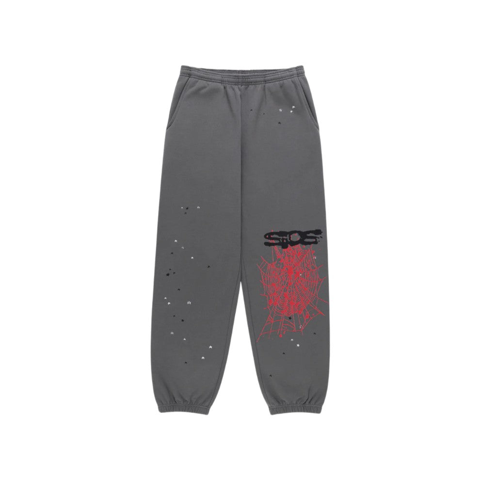 SP5DER 'Splat Punk' Grey & Red Sweats