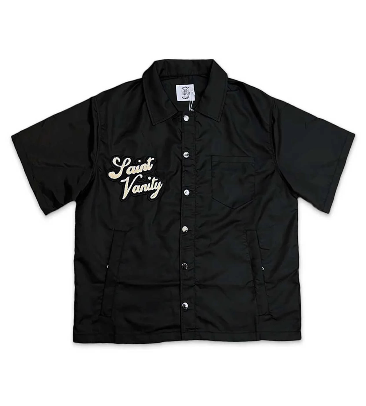 Saint Vanity Nylon Black Button Up Shirt