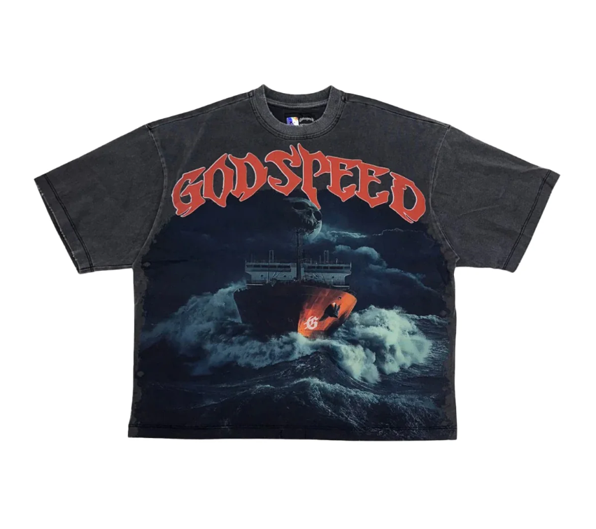 Godspeed 'Sea Sick' Grey Wash Tee