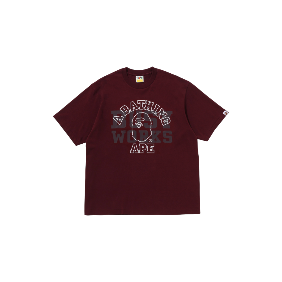 Bape College Relaxed Fit Burgundy Tee