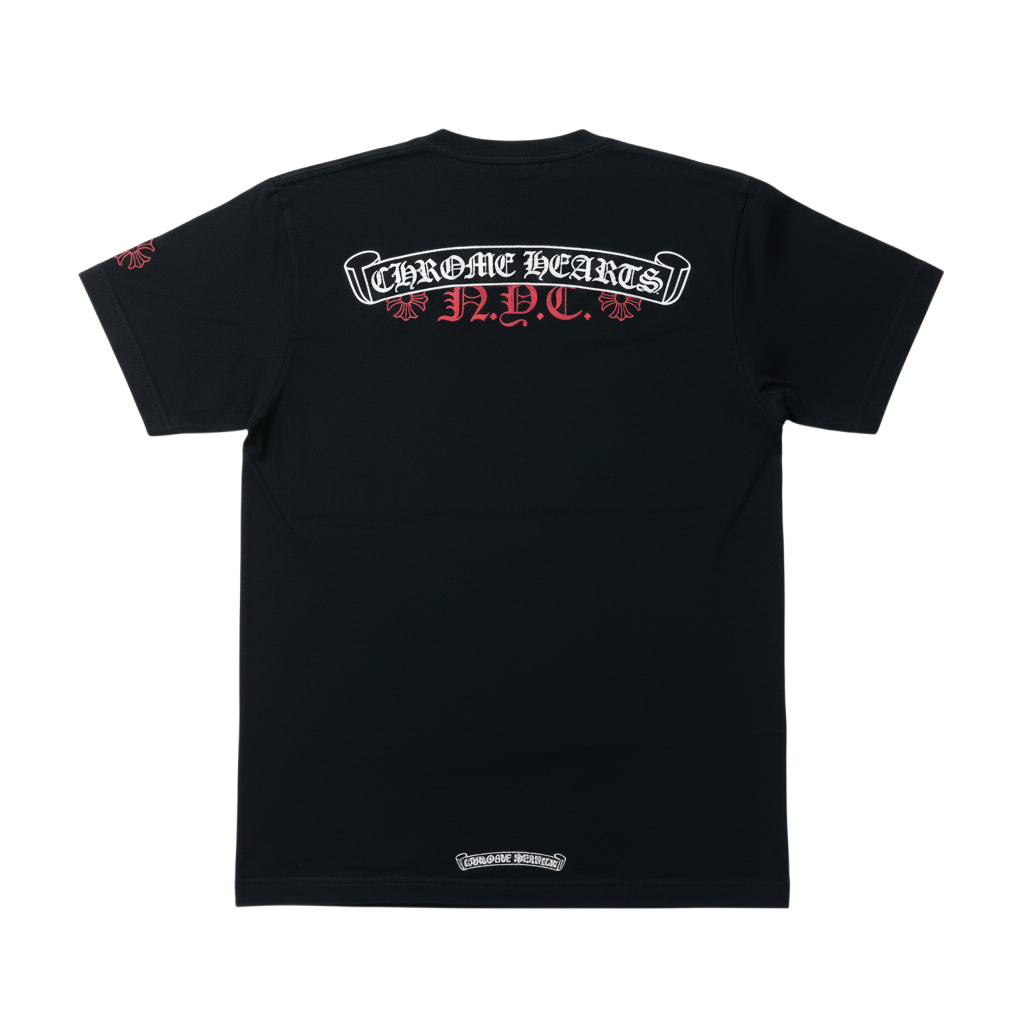 Chrome Hearts 'Scroll Logo NYC' Black & Red Tee