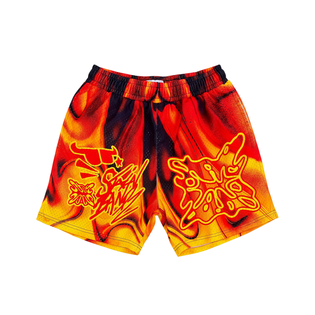 SB Studios 'Grafitti V2' Mango Red Shorts