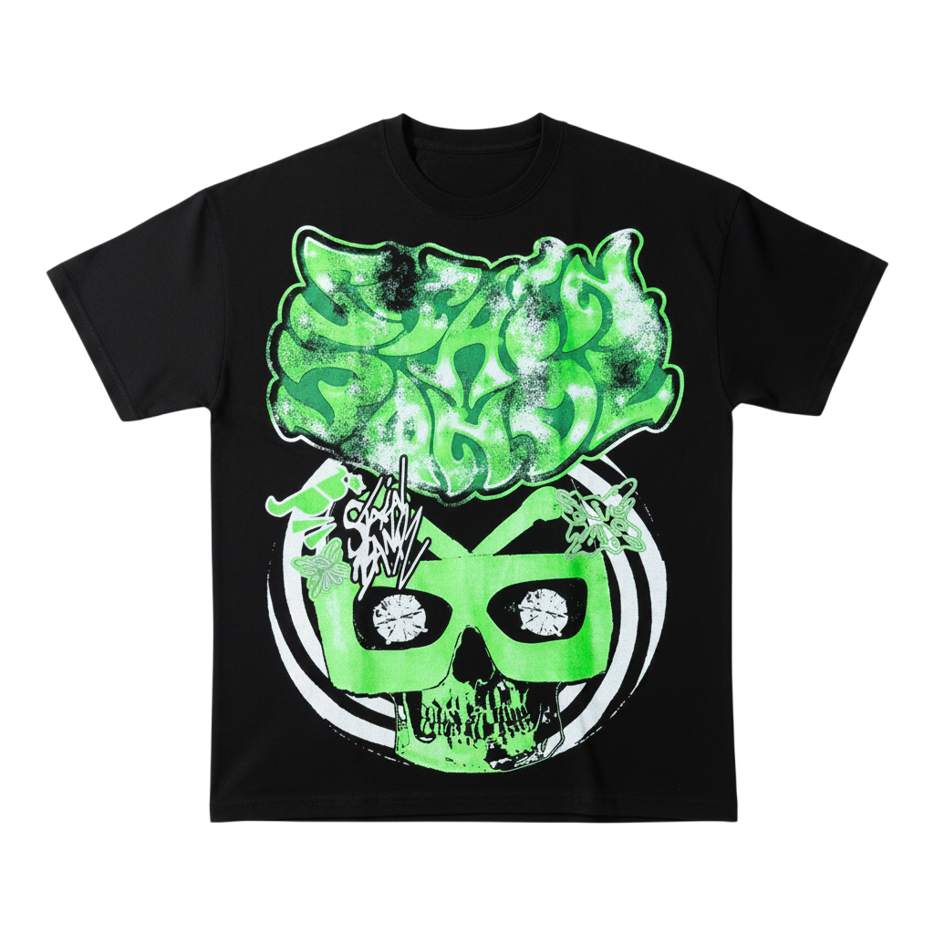 SB Studios 'Skull' Black & Green Tee
