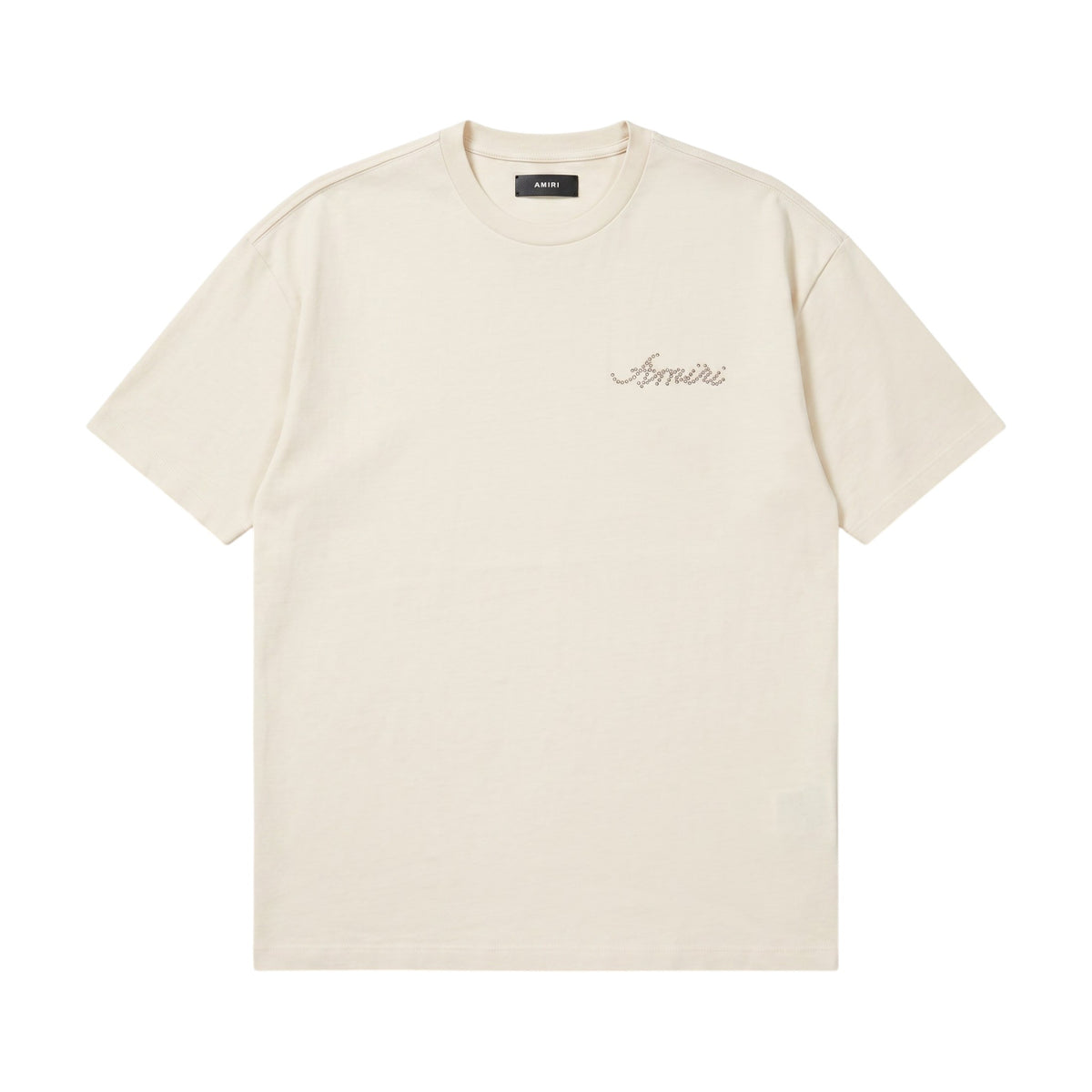 Amiri 'Stud Logo' Cream Tee