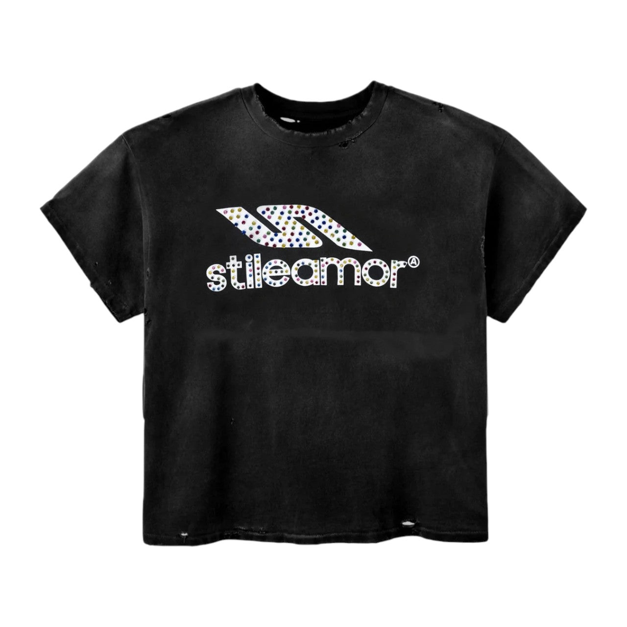 Stile De Amor 'Colorãto Rhinestone' Black Tee