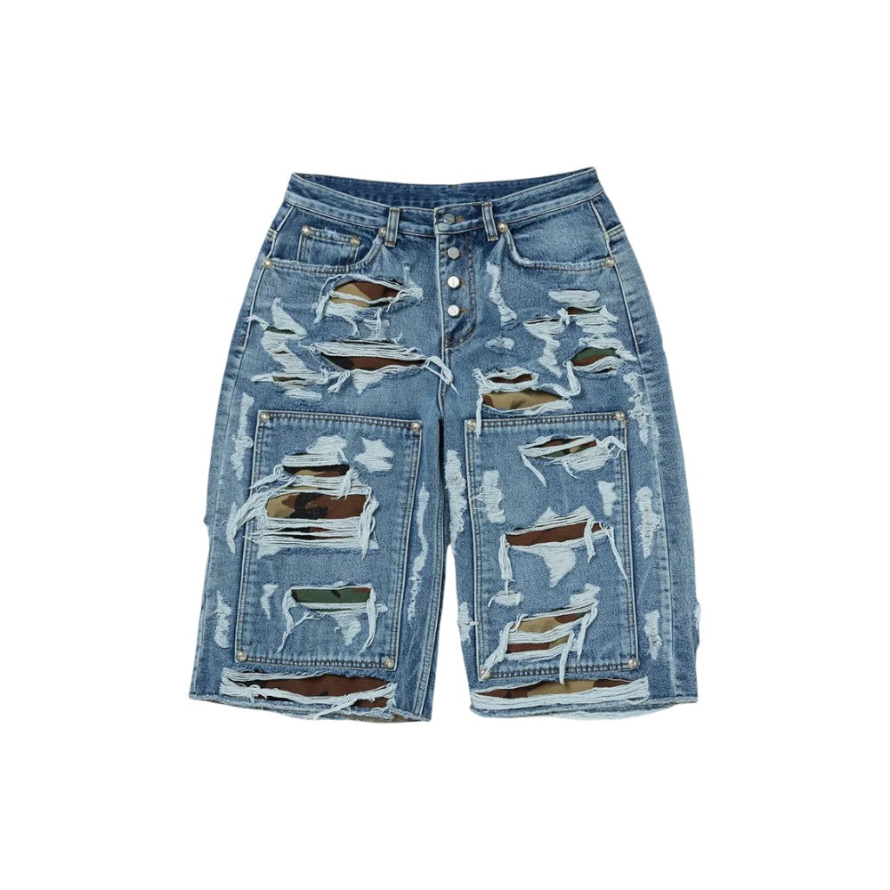 Thug Club 'Hell Camo' Blue Jean Shorts