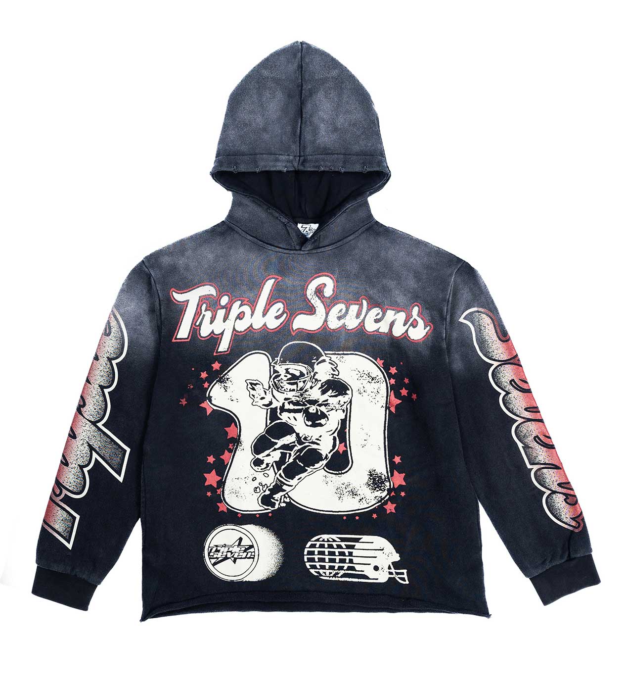 Triple Sevens 7 'All Star' Black & Red Hoodie