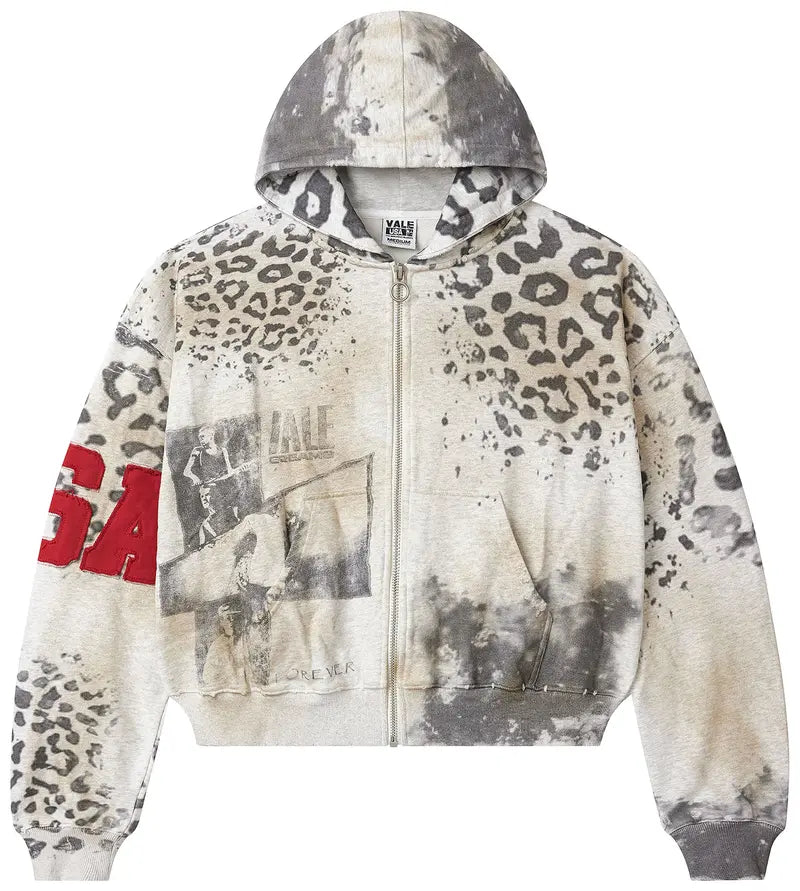 Vale Forever 'Cheetah' Grey Zip Up Hoodie