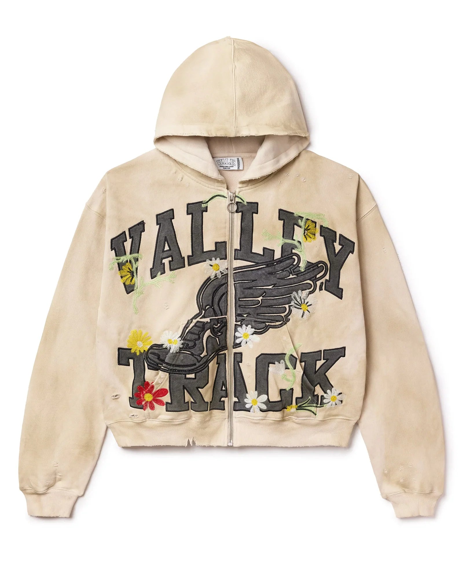 Vale 'Garden' Bone Zip Up Hoodie