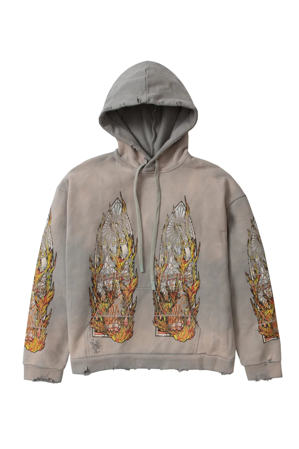 WDW Flame Glass Embroidered Grey Hoodie