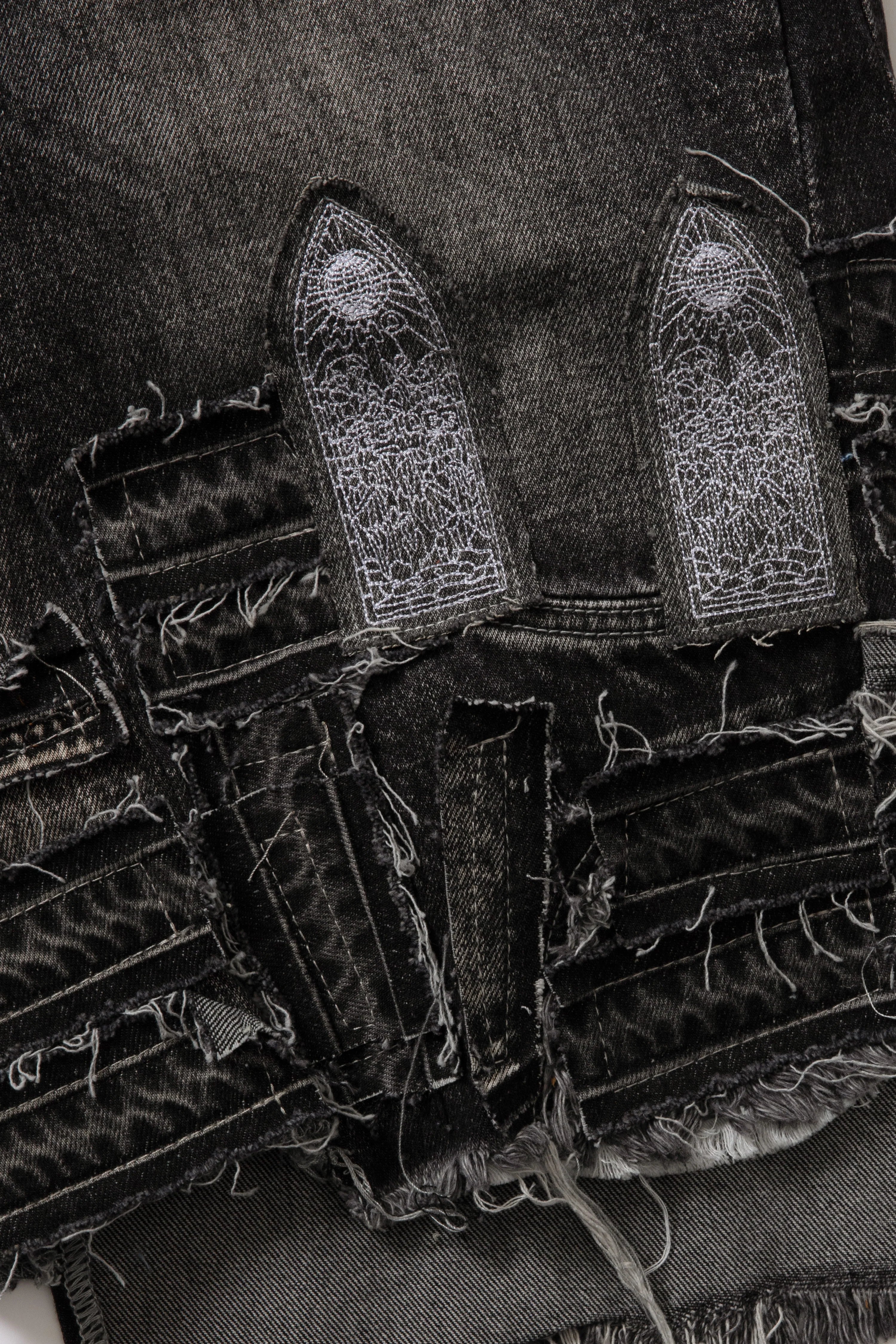 WDW 'Arched Blowout Patch' Vintage Grey Jean Shorts