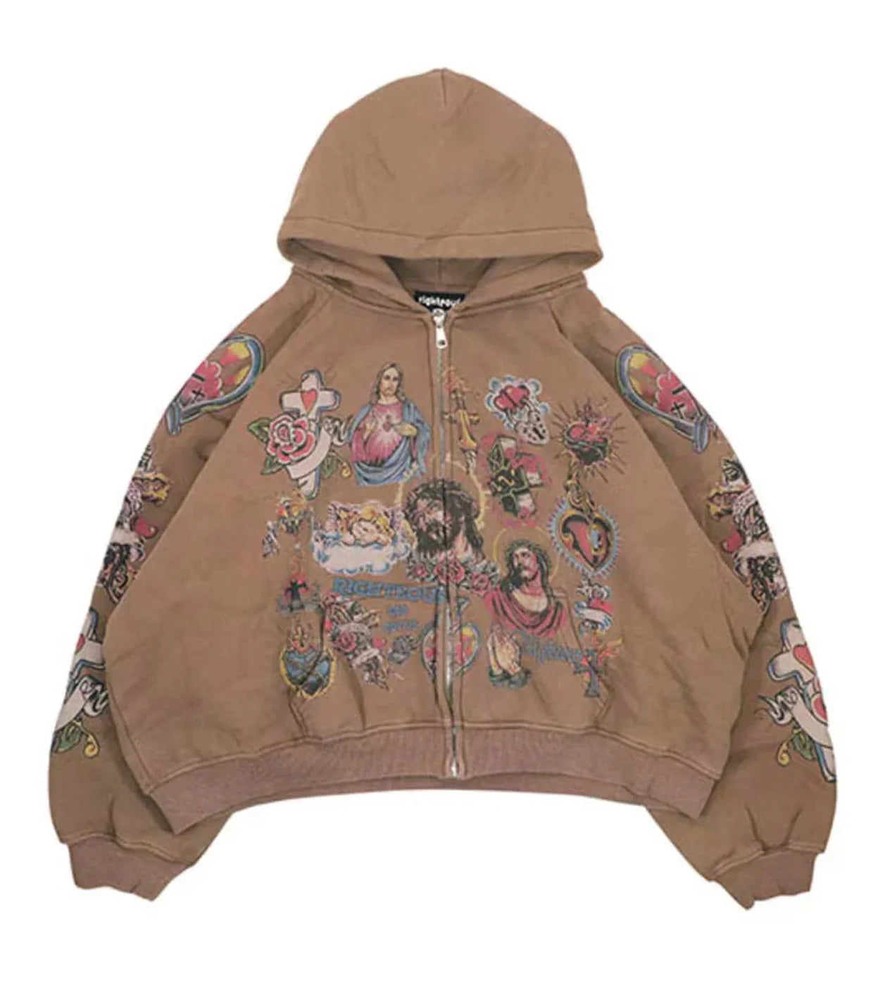 We Are Righteous 'Risen King' Brown Zip Up Hoodie