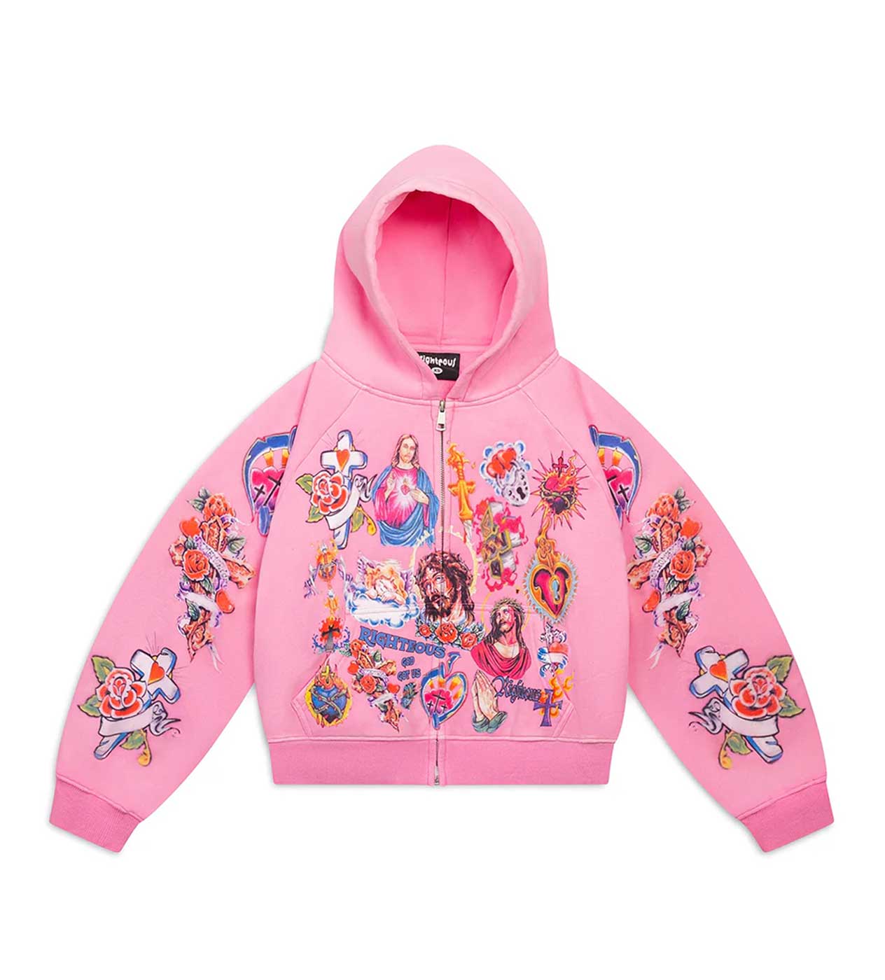 We Are Righteous 'Risen King' Pink Zip Up Hoodie
