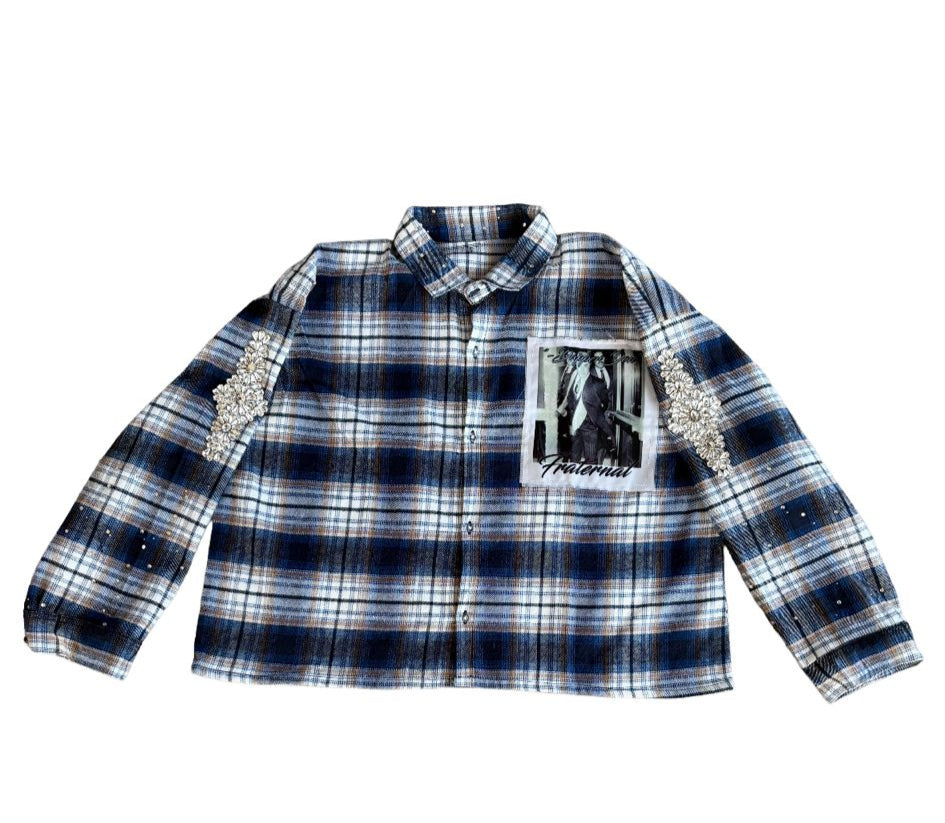 Fraternal Desires 'Dapper Don' Blue Flannel Shirt