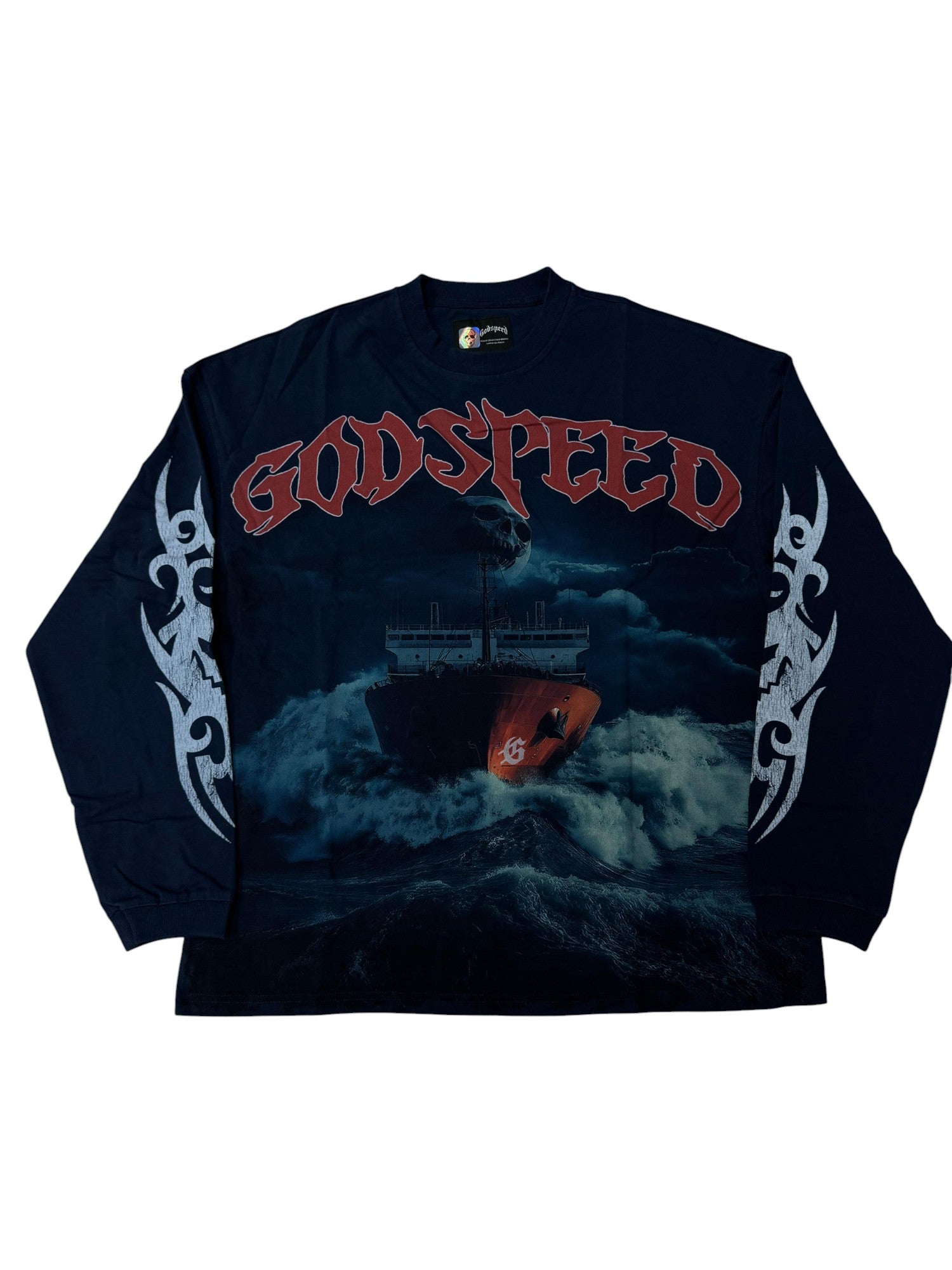 Godspeed 'Sea Sick' LS Navy Tee