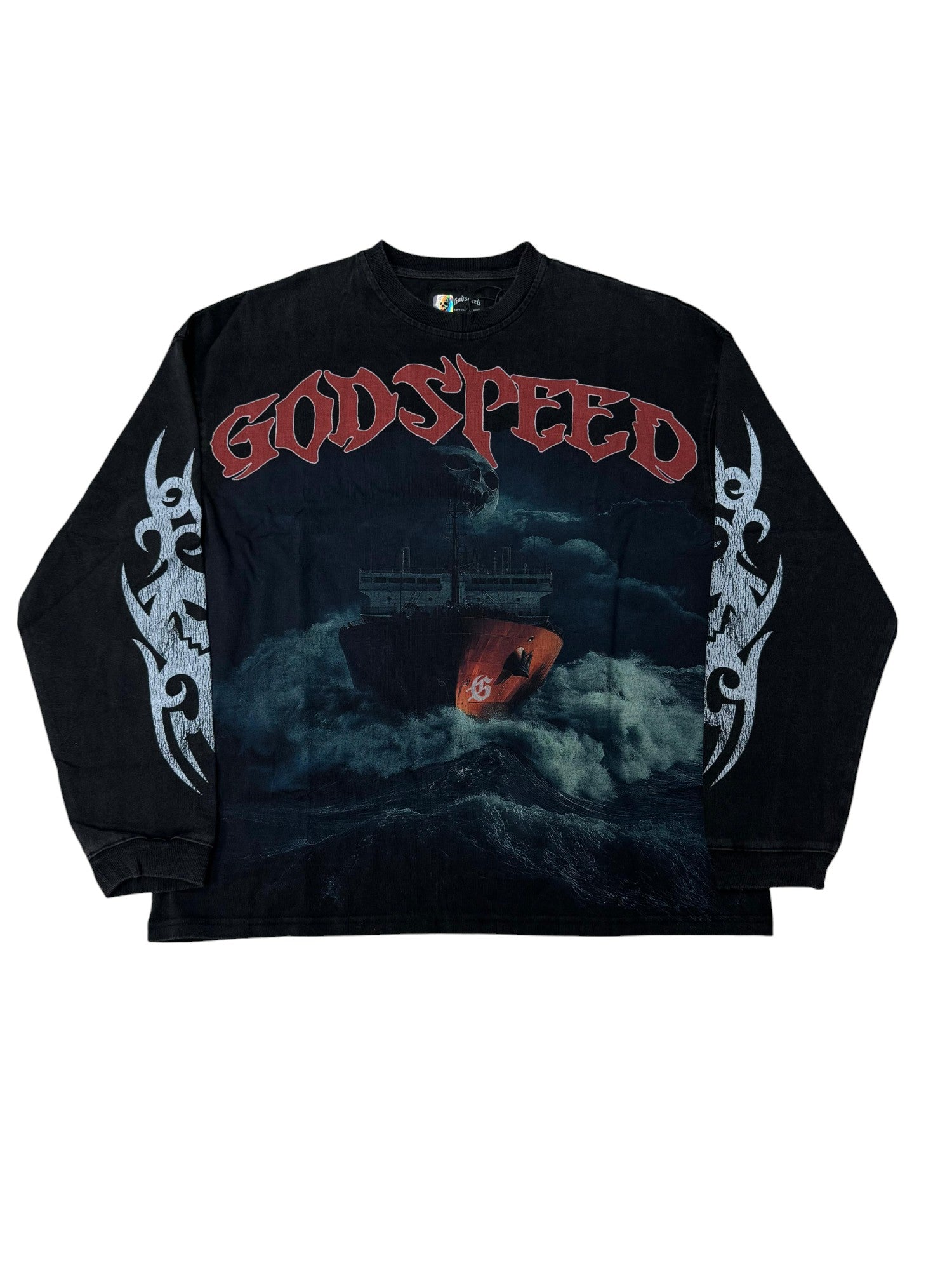 Godspeed 'Sea Sick' LS Black Wash Tee