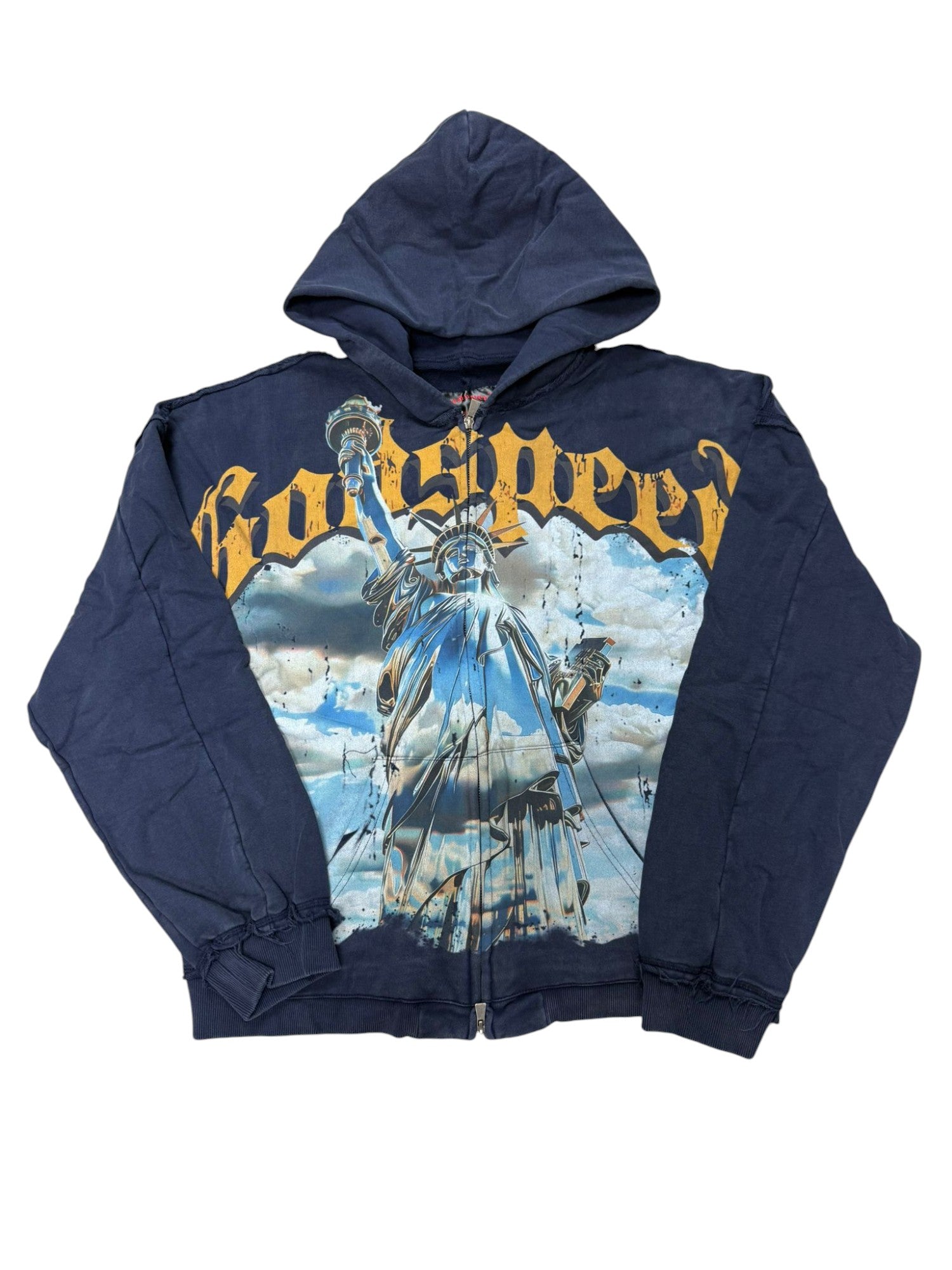 Godspeed 'Chrome Liberty' Navy Wash Zip Up Hoodie