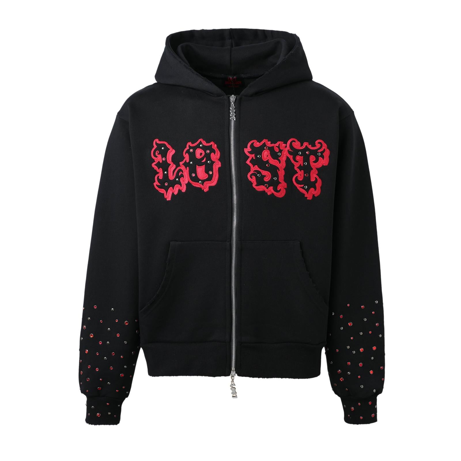 Lost Intricacy 'Patch' Black & Red Full Zip Hoodie