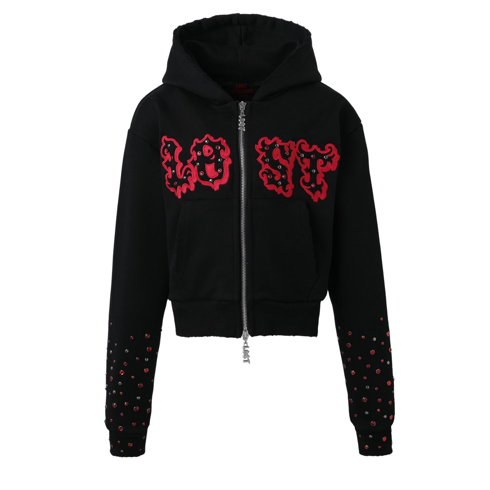 Lost Intricacy 'Patch' Black & Red Full Zip Hoodie (Women's)