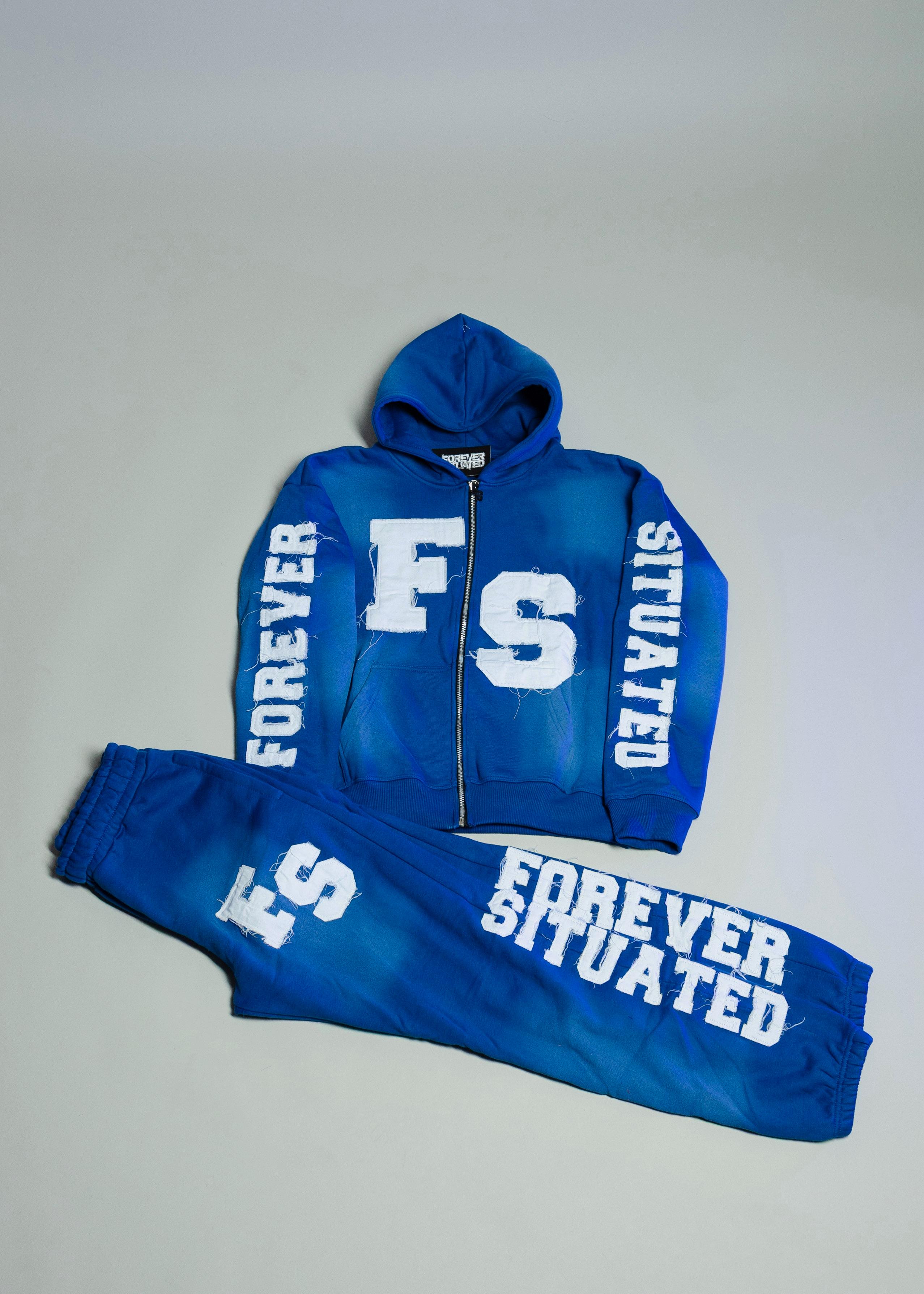 Forever Situated 'Logo' Royal Blue & White Sweatsuit