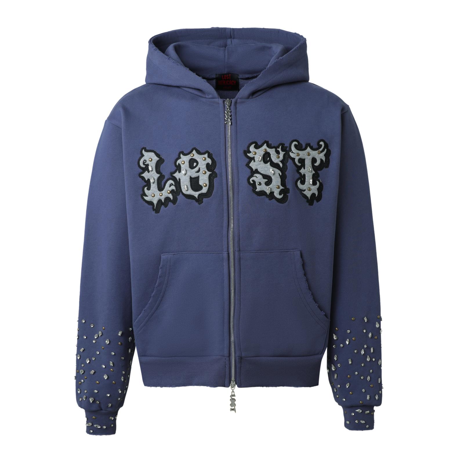 Lost Intricacy 'Patch' Blue Full Zip Hoodie