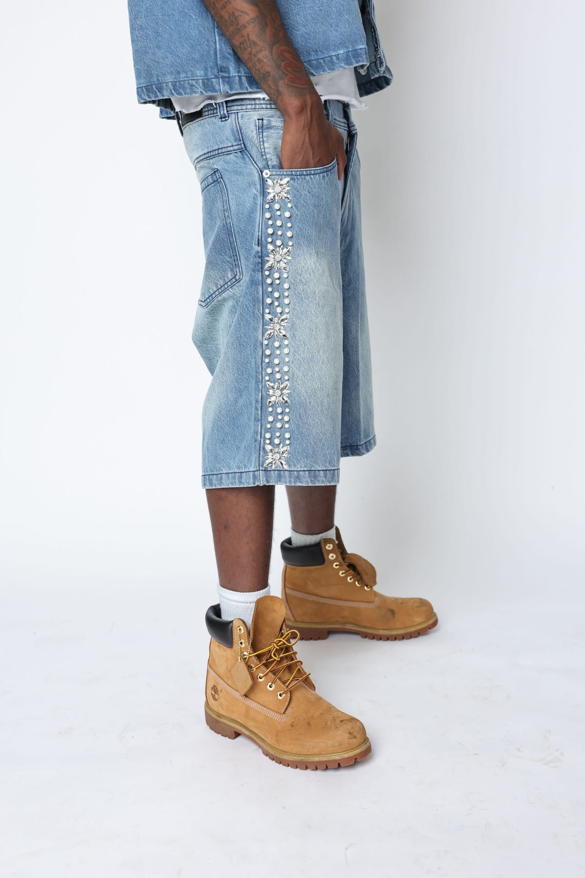 Fraternal Desires 'Concrete Pearl' Blue Jeans Shorts