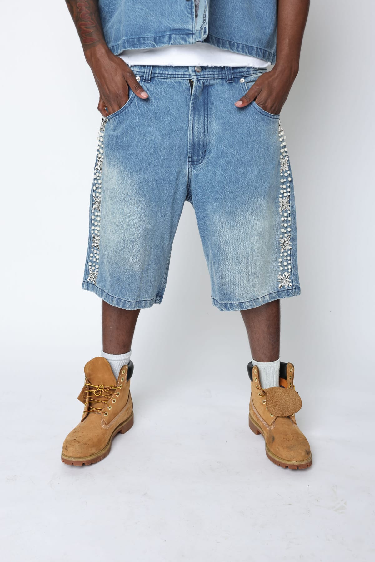 Fraternal Desires 'Concrete Pearl' Blue Jeans Shorts