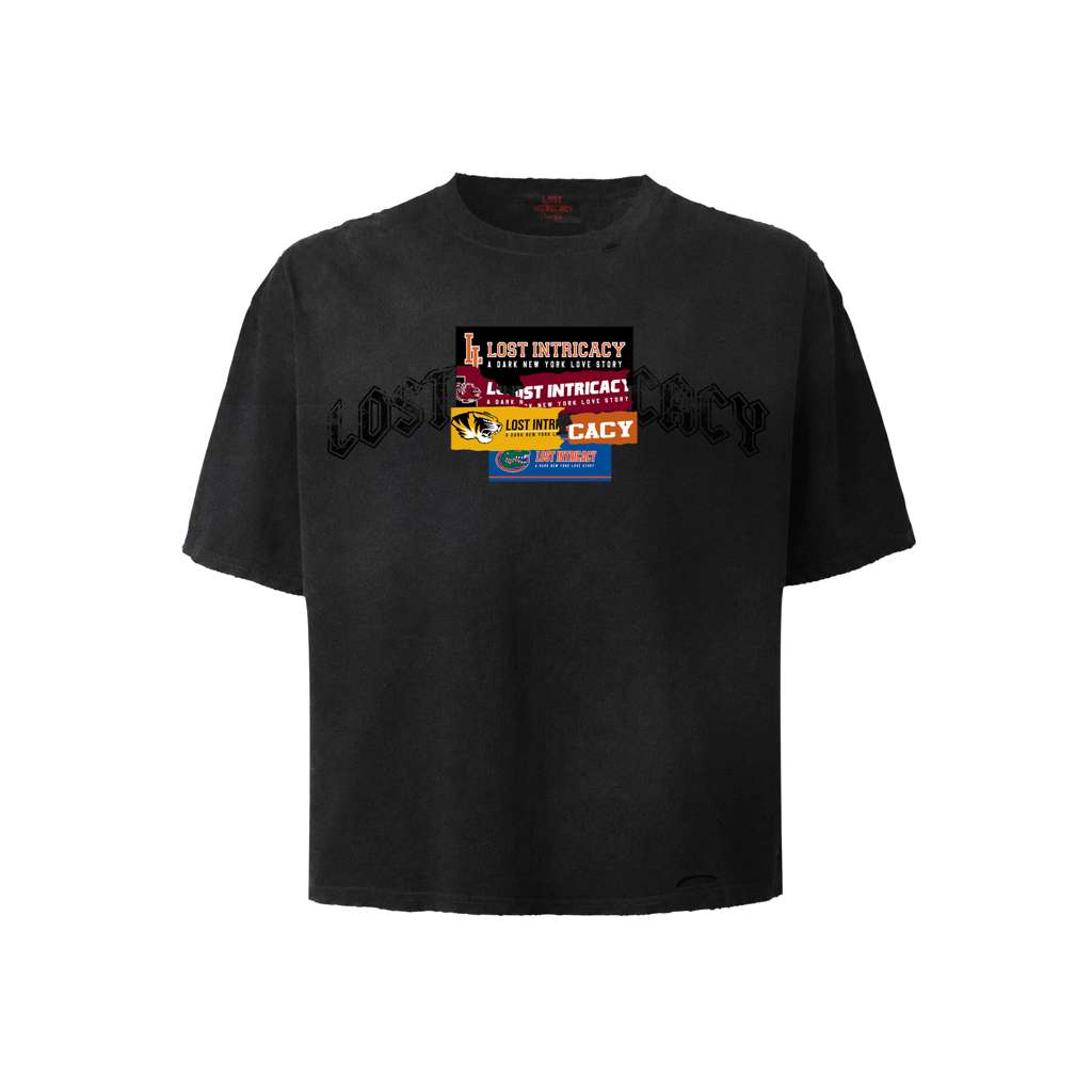 Lost Intricacy 'Black Banners Arch Logo' Black Tee