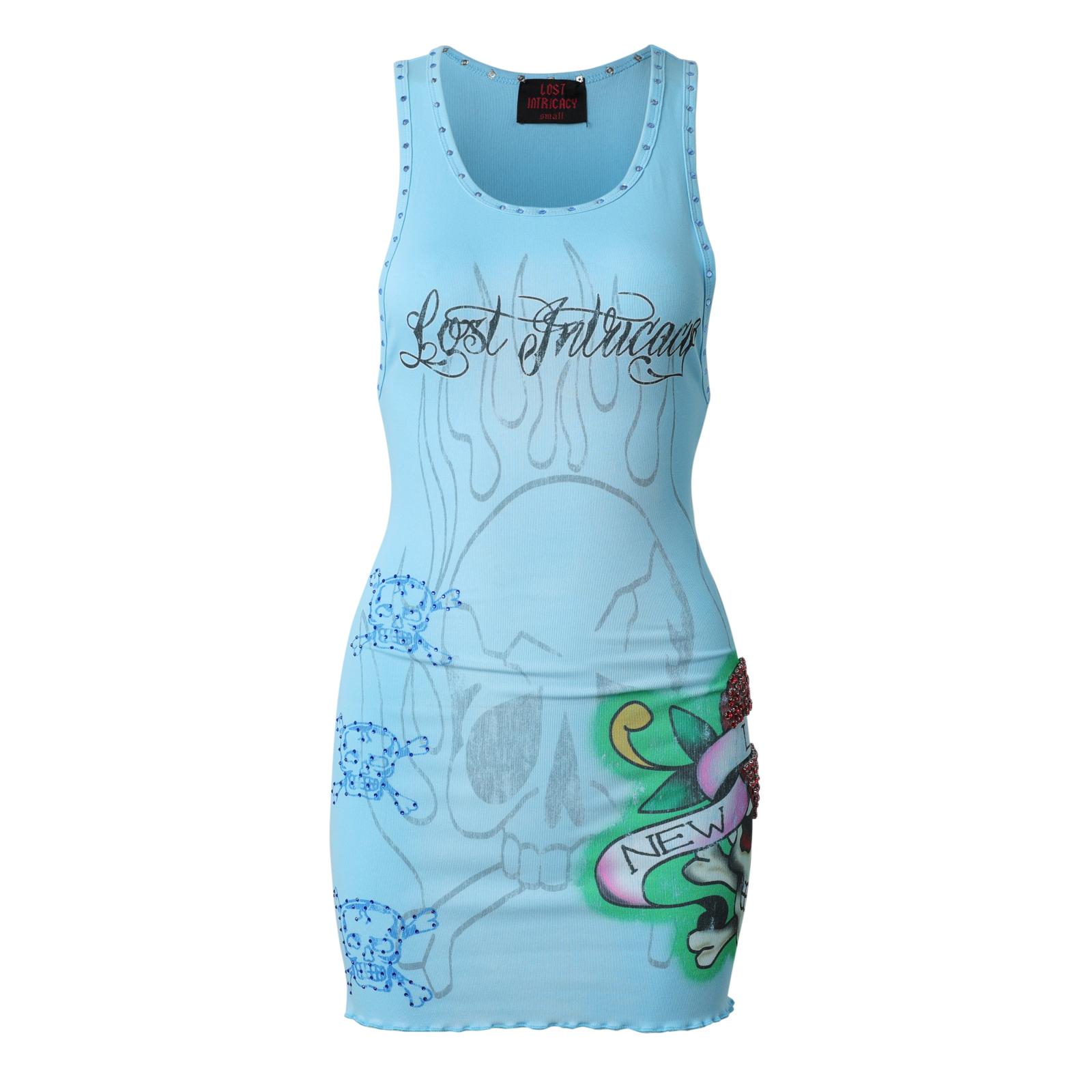 Lost intricacy 'Ink & Bones' Light Blue Dress