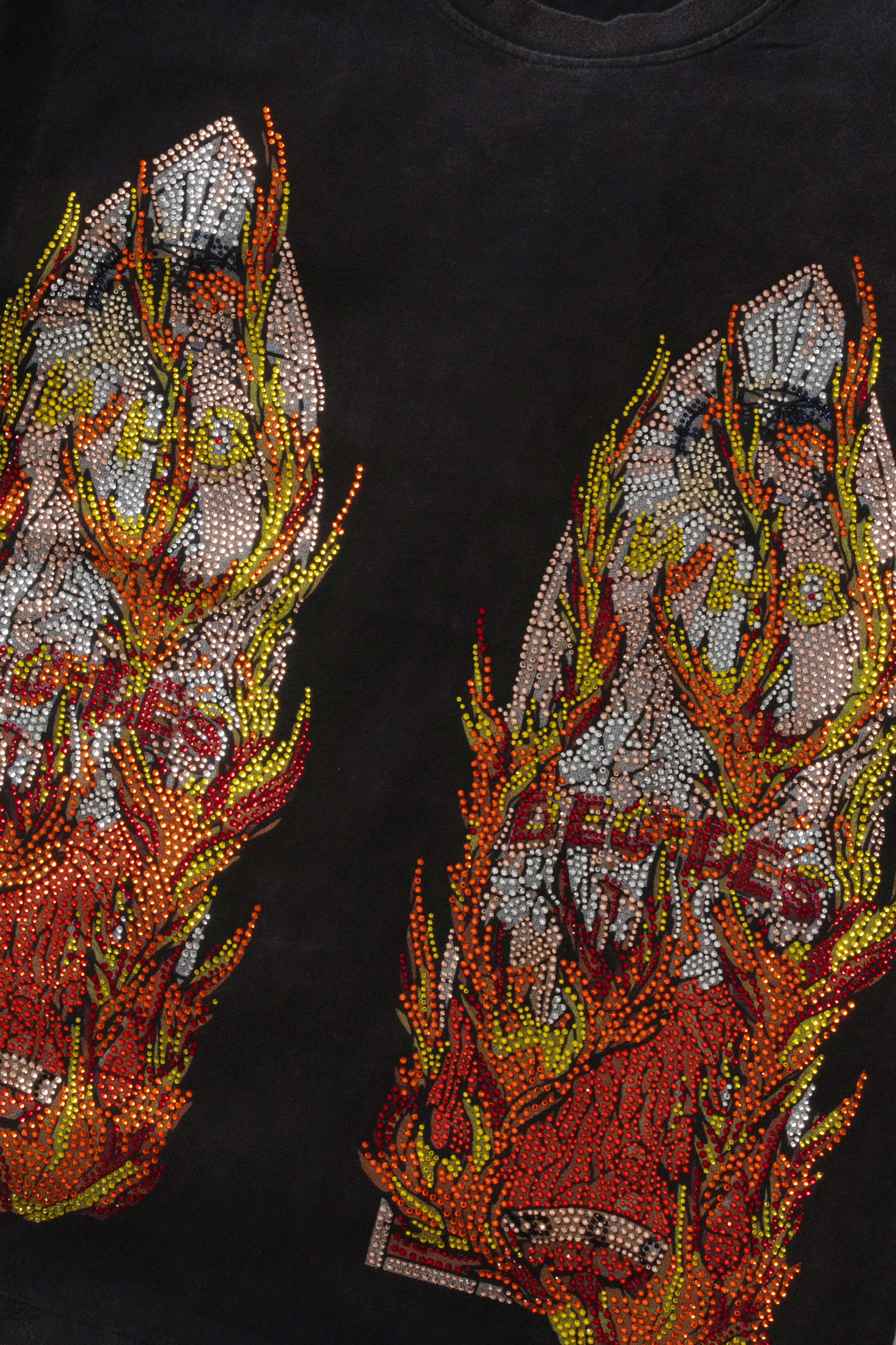 Who Decides War 'Flame Glass' Black Rhinestone Tee