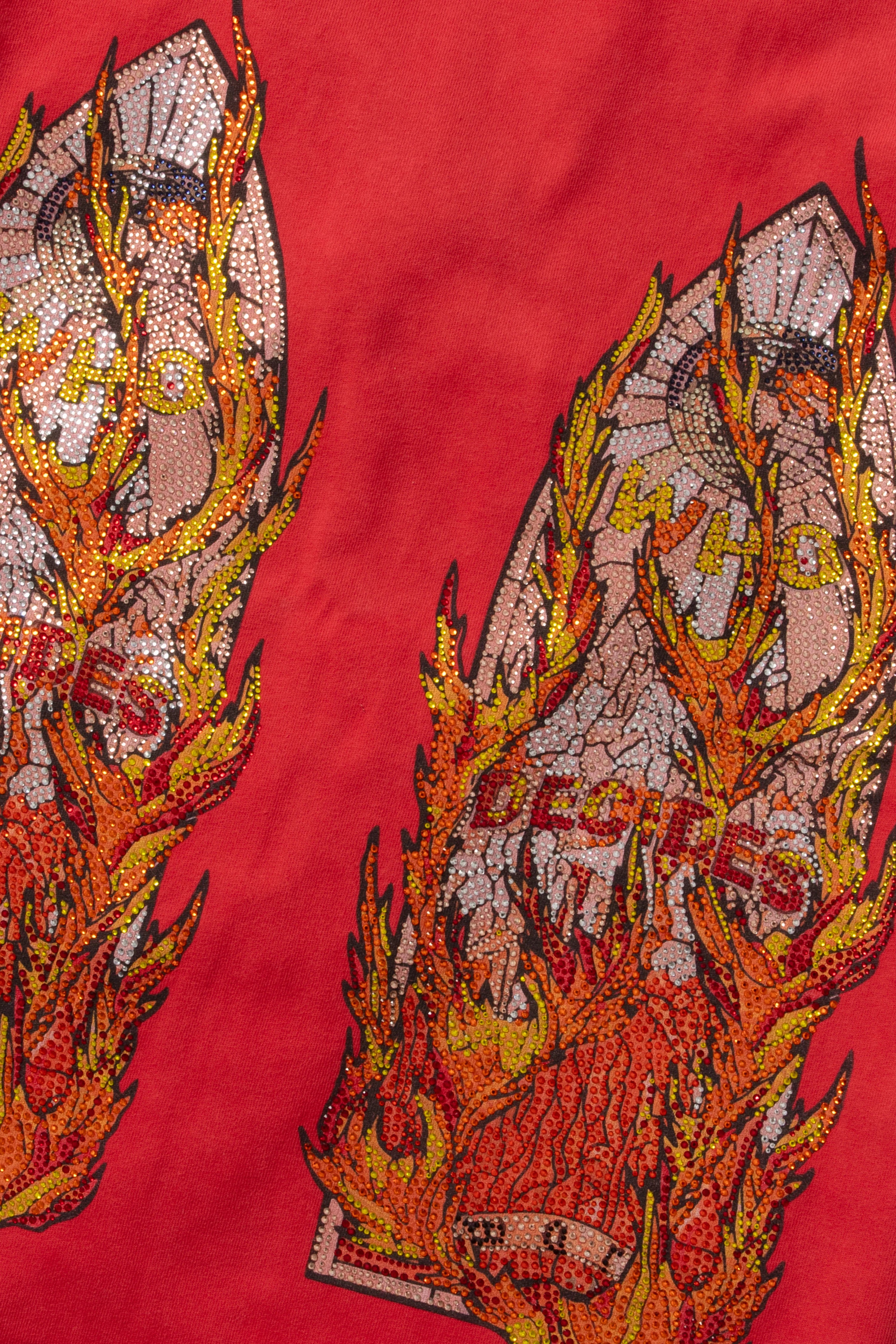 Who Decides War 'Flame Glass' Red Rhinestone Tee