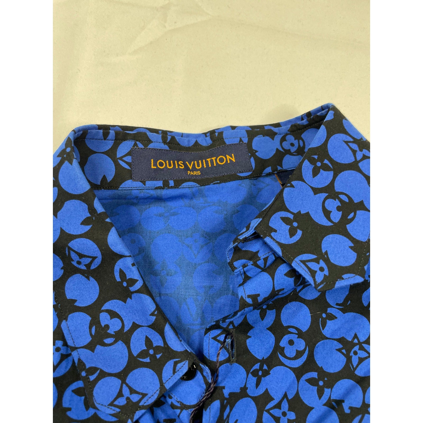 Louis Vuitton Button Up Royal Blue Black Small New