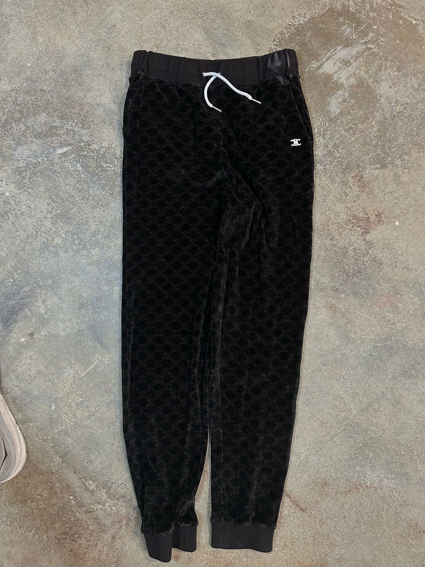 Celine Velour Track Pants Black Used Small