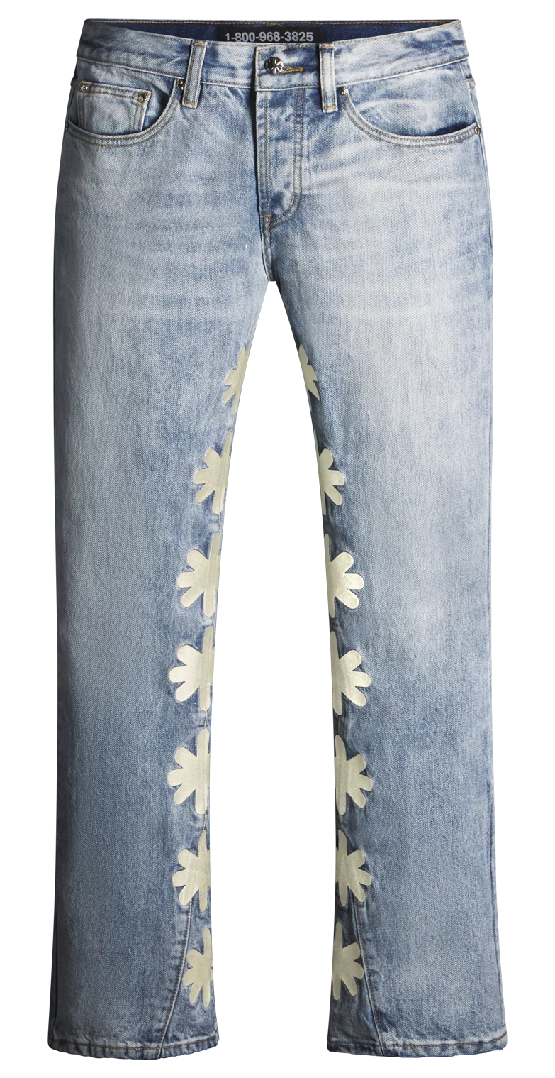 LOST SHDWS Denim Bone Logo Light Wash Blue Jeans