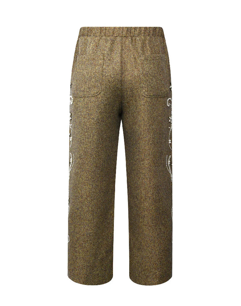 Birth of Royal Child Floral Knit Green Pants
