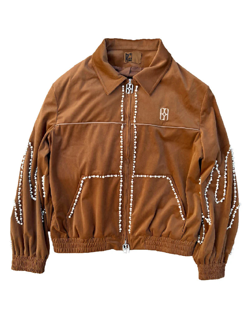 Birth of Royal Child "Flame Pearl" Brown Velvet Jacket