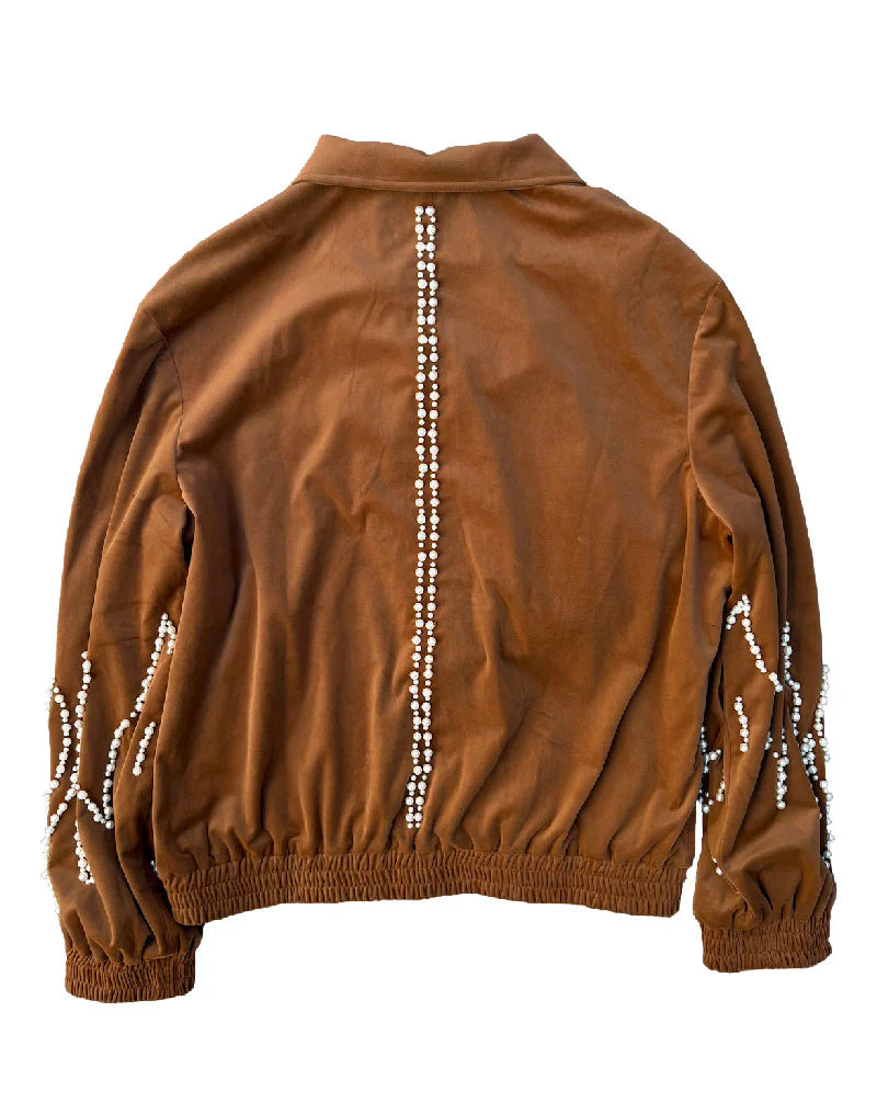 Birth of Royal Child "Flame Pearl" Brown Velvet Jacket