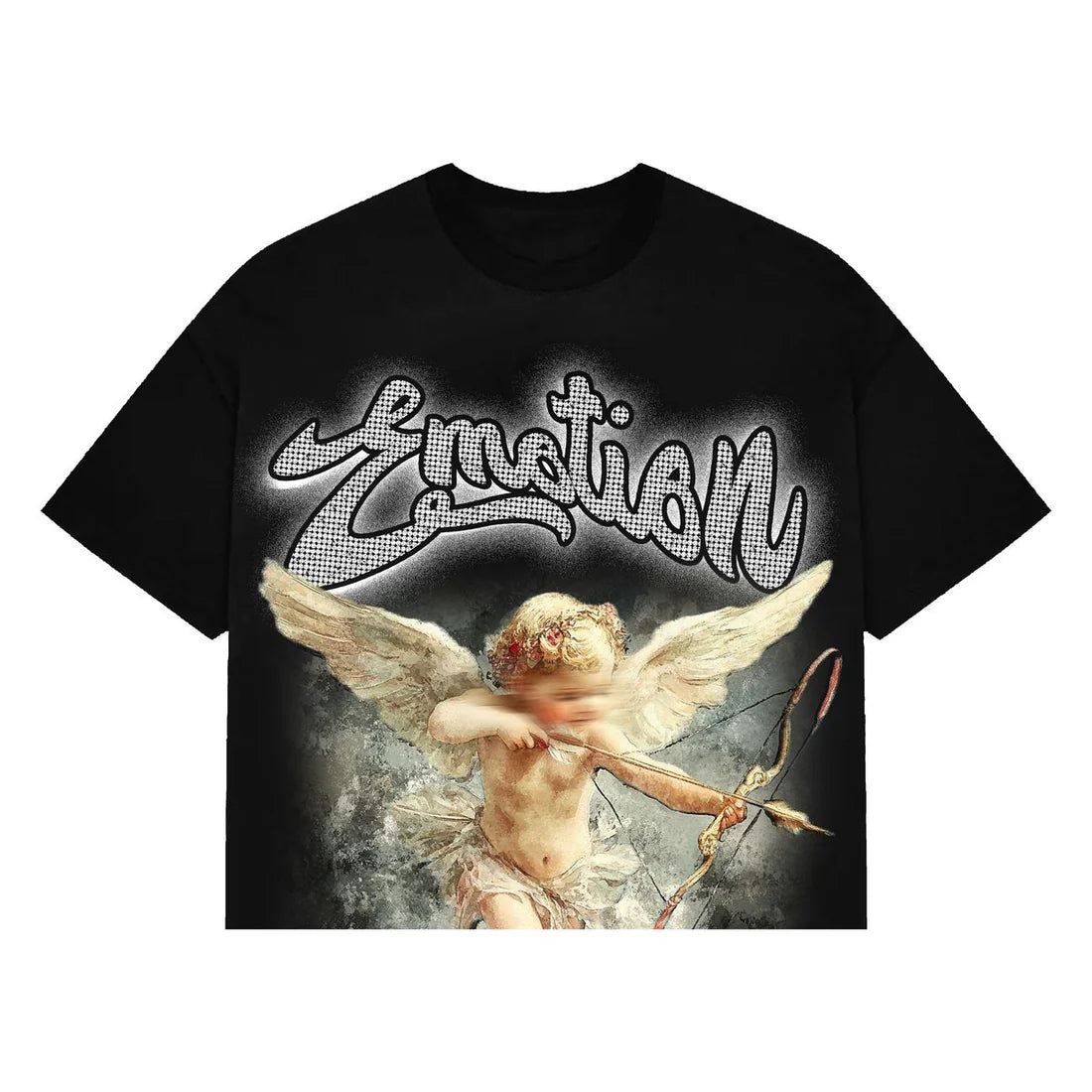 Mixed Emotions "Cupid" Cropped Black Tee