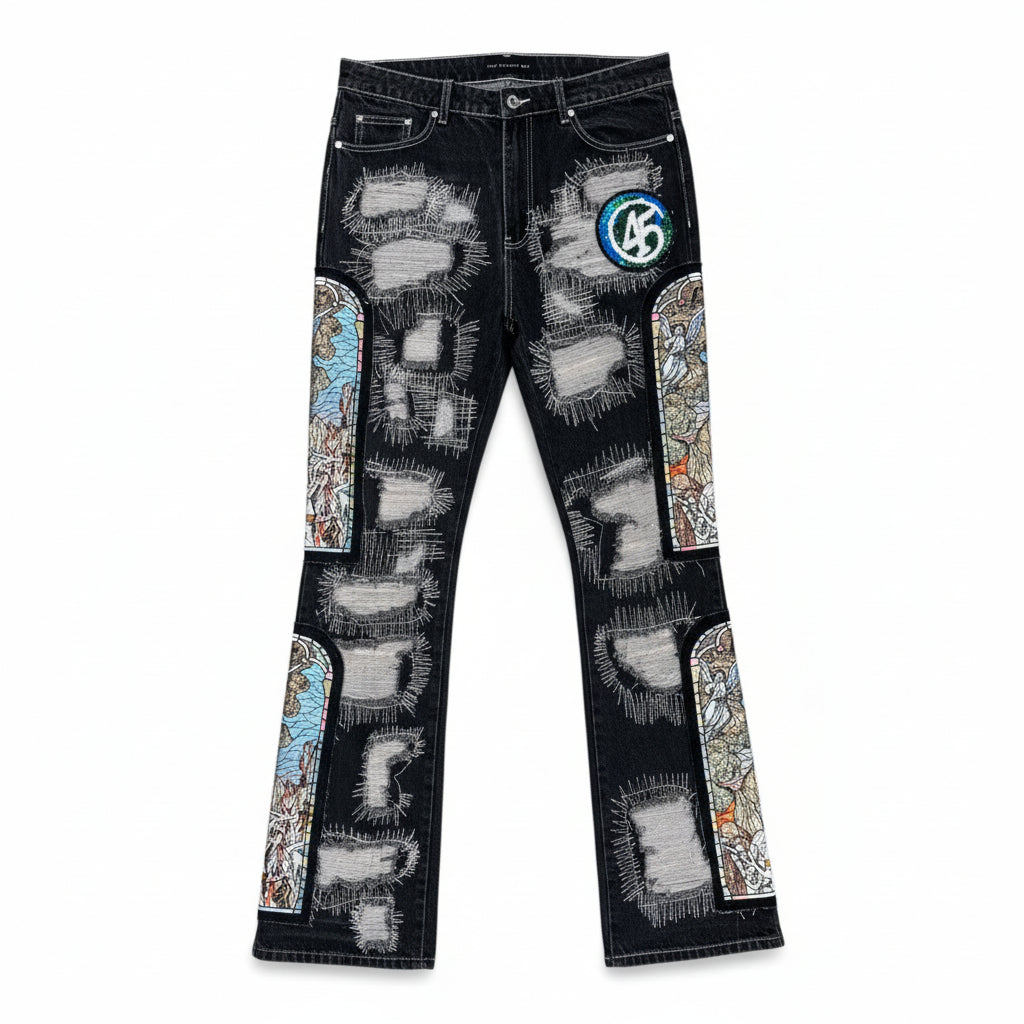 Who Decides War '45 Patch' Black Jeans