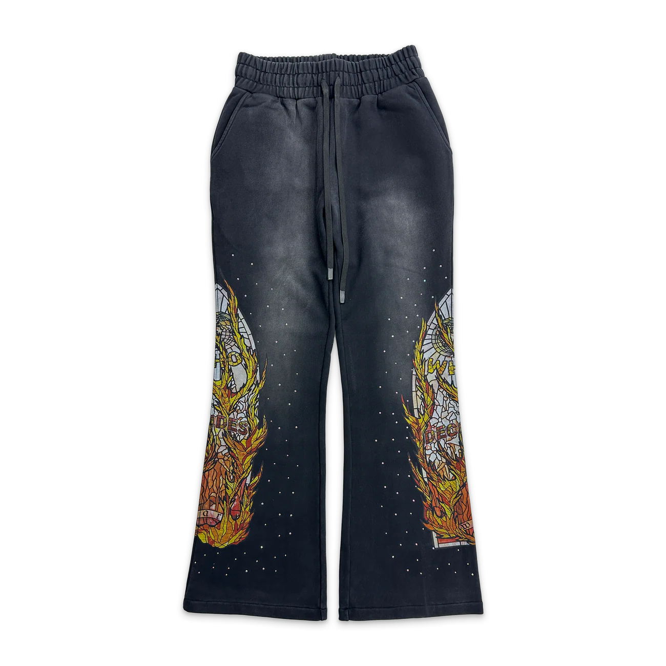 WDW "Faded Flame Glass" Coal Rhinestone Sweats