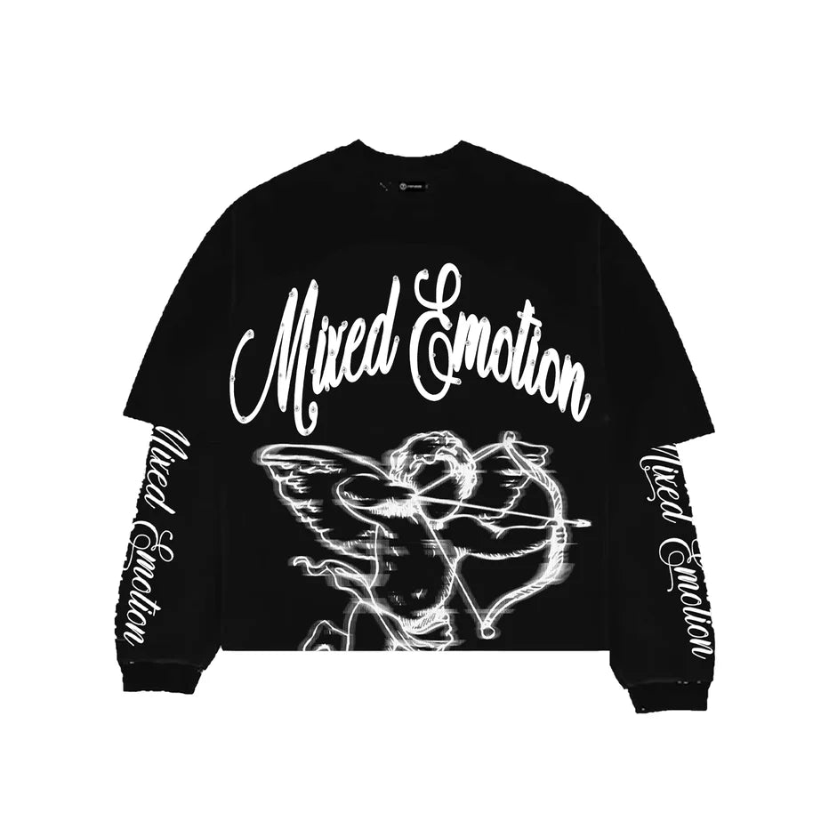 Mixed Emotions "Blur" Black Thermal Long Sleeve Tee