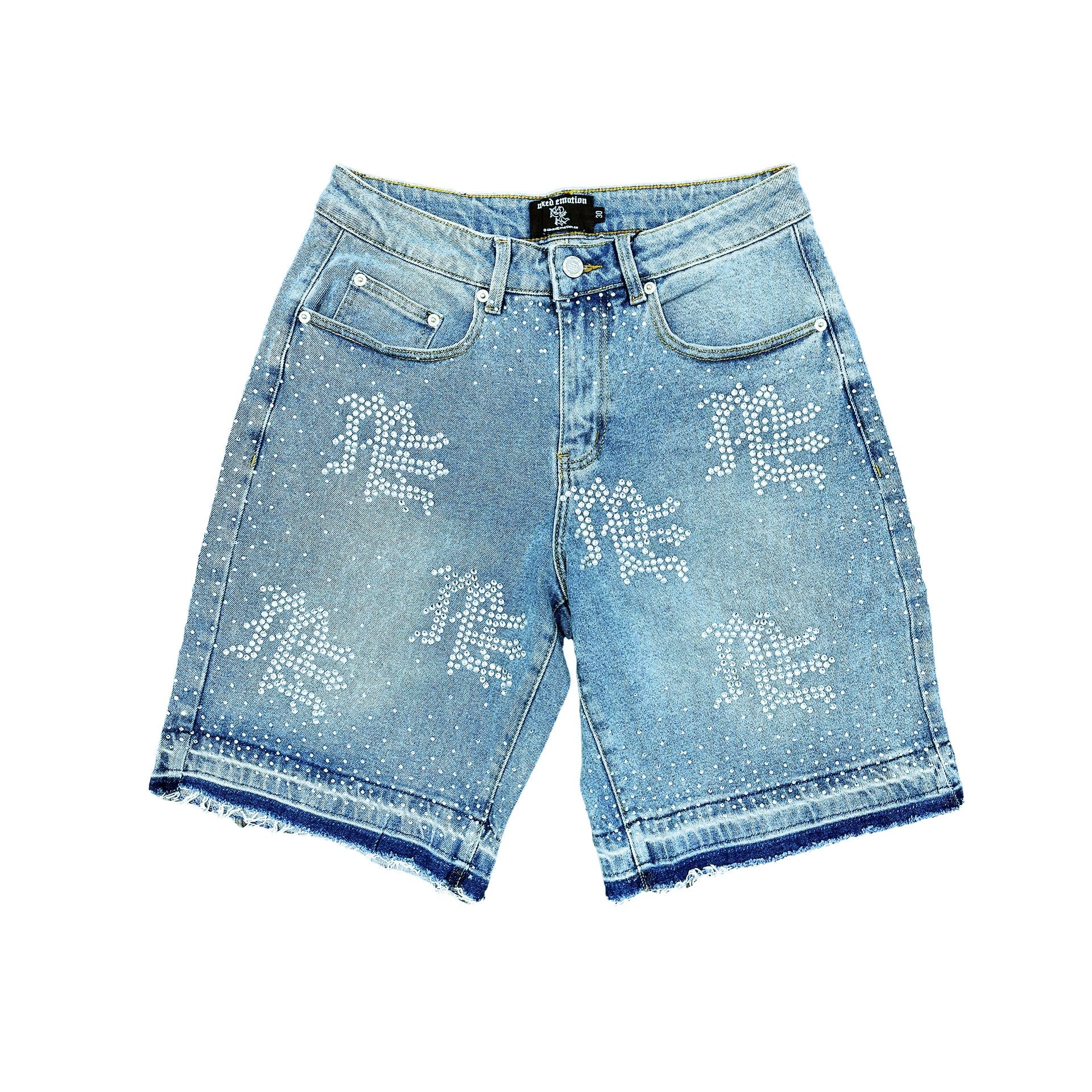 Mixed Emotions 'ME Rhinestone' Blue Jean Shorts