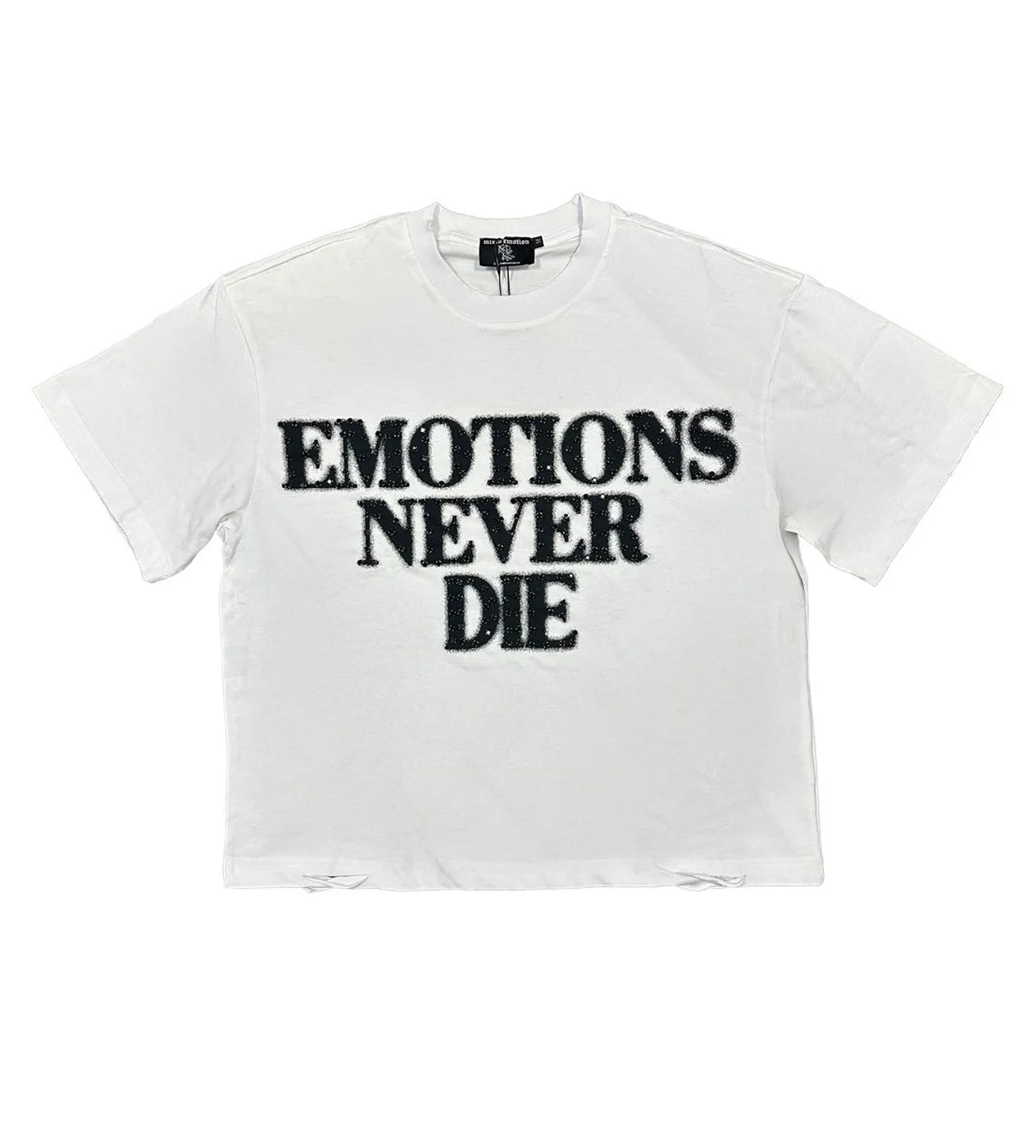 Mixed Emotions "End" Rhinestone White & Black Tee